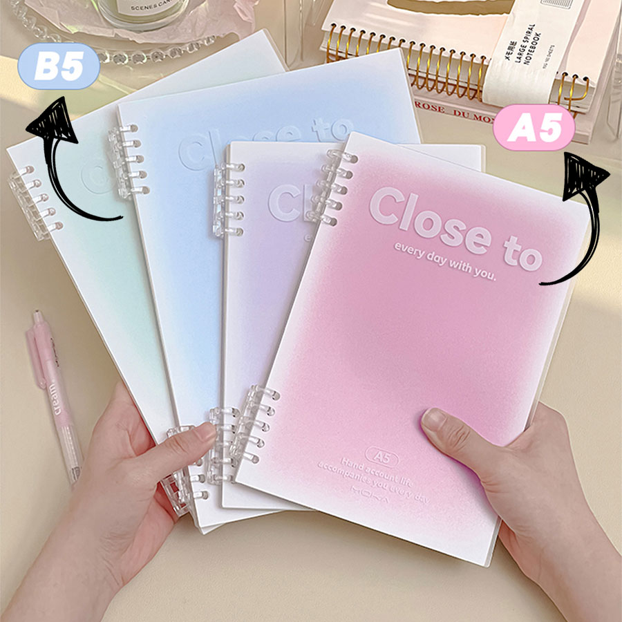 Loose-leaf Notebook Gradient Color Five-hole Detachable Lined Notepad A5/B5 Simple Ins Student Stationery School Office Supplies