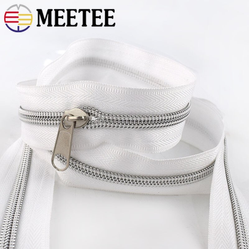 4/8M Meetee Nylon Code Laden Rits Zilveren Tand Spoel Rits Voor Naaien Diy Open Einde Zakken sport Kledingstuk Accessoires ZA030