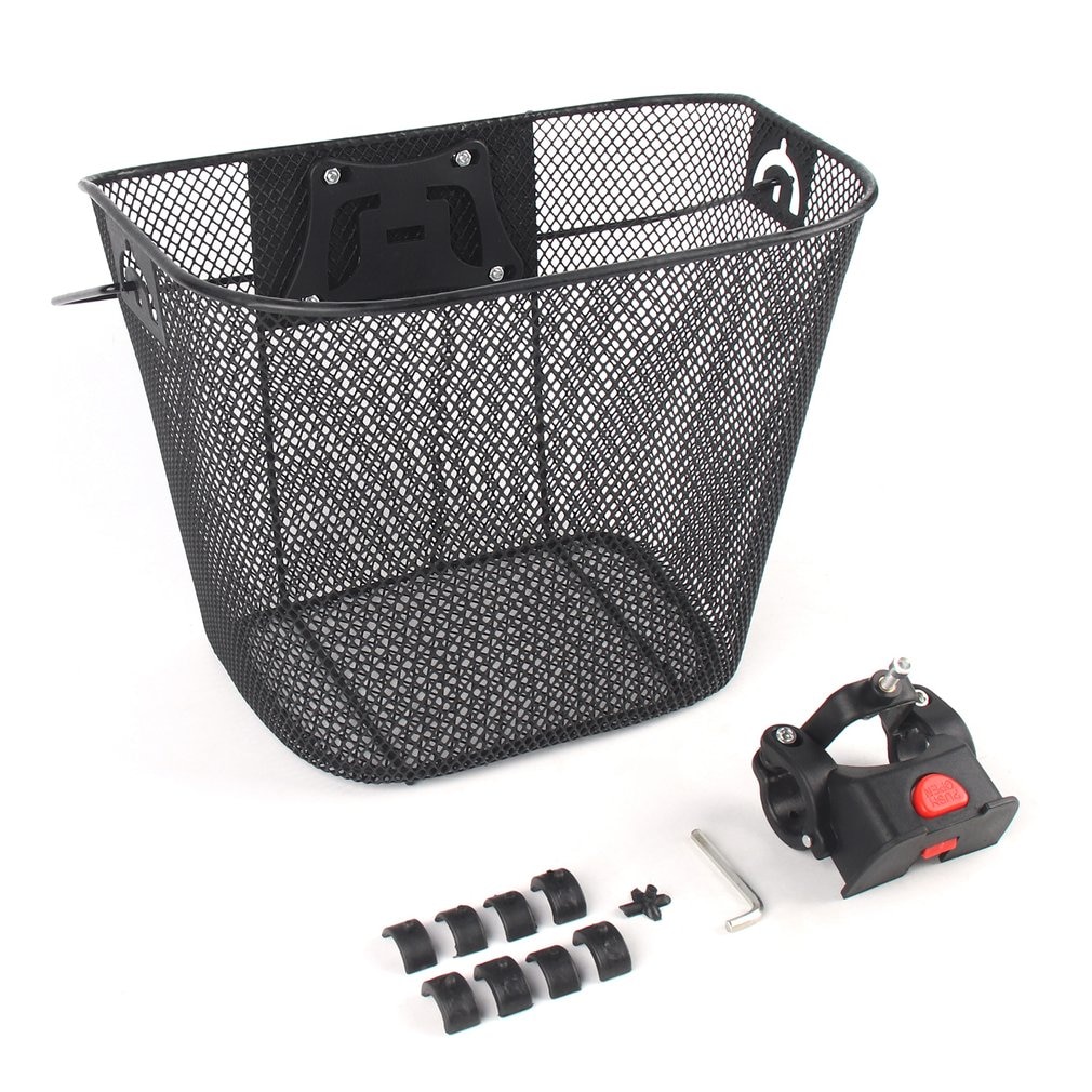 Bicicleta de metal malha cesta mtb mountain bike cesta liberação rápida alça ciclismo frente cesta dobrável
