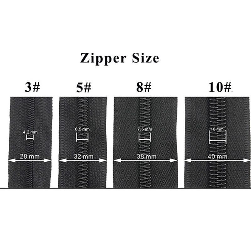 2/4M 3# 5# Waterproof Zippers Black Invisible Nylon Zipper For Sewing Outdoor Jacket Bags Suitcases Coil Zips DIY Accessories