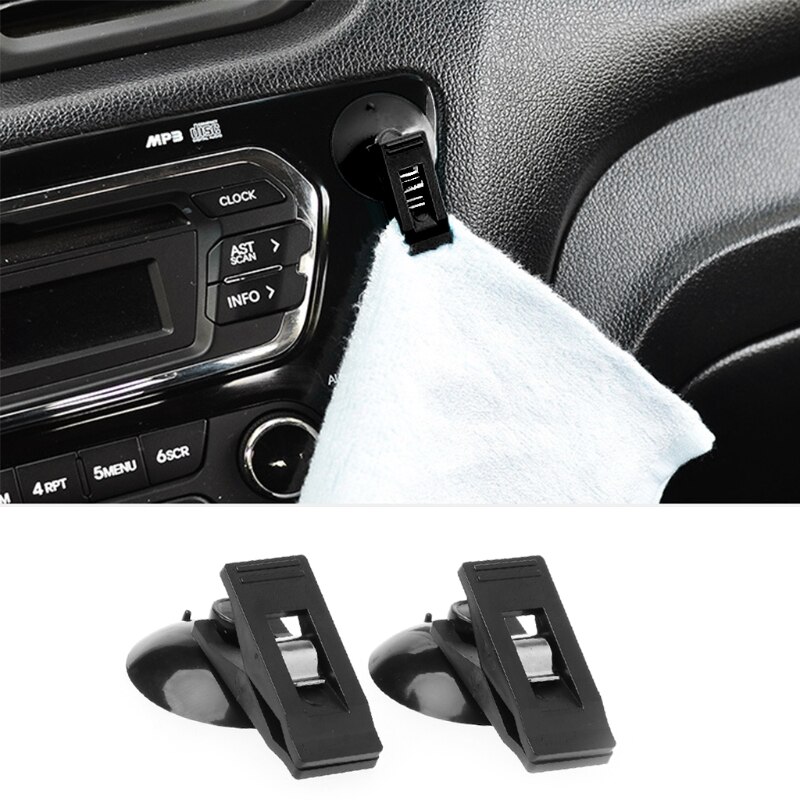 1 Pair Universal Car Windshield Parking Card Ticket Holder Clip Organizer w/Suction E7CA