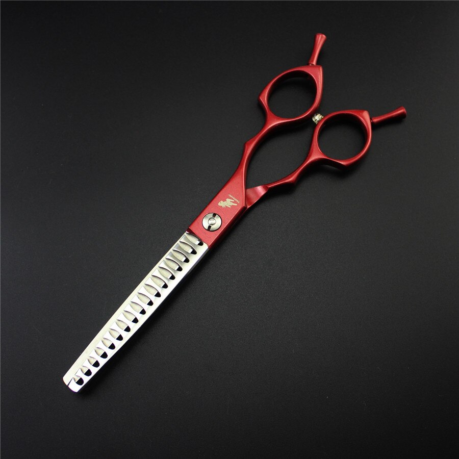 6.5inch Curved Scissor Thinning Shears Dog Scissors Pet Grooming Shear Hairdressing Tool Pet Groomer Accessory: red thinning