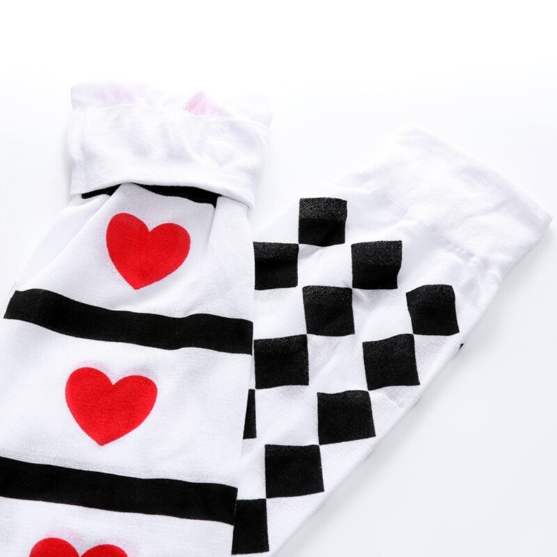Traje de cartas de póker con estampado, medias altas hasta el muslo, disfraz de Halloween, Cosplay