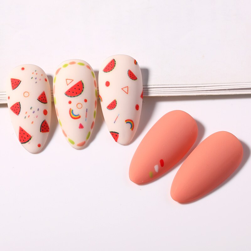 Pegatinas en 3D de frutas para decoración de uñas, accesorios Nail Art con de frutas de tamaño variado, puntas de manicura, 1 caja