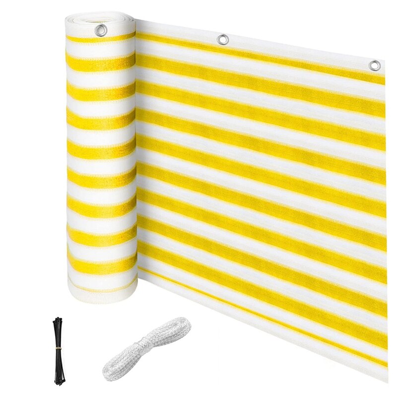 Balcony Privacy Sn Wind Breaker Garden Sn for UV, Sun & Wind Protection PE Outdoor Sn Yellow/White 90X500cm