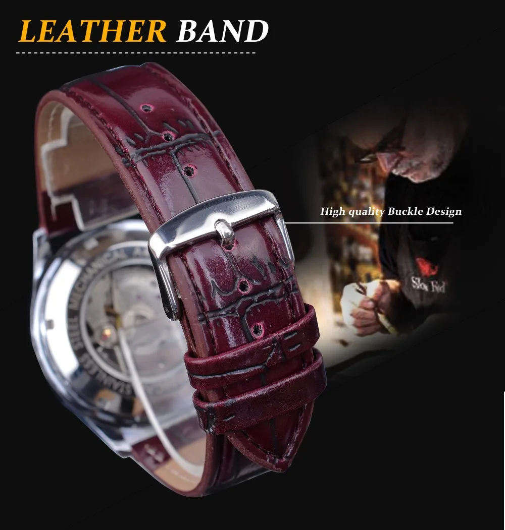 Winnaar Retro Klassiek Kalender Casual Riem Blauwe Handen Herenmode Automatische Mechanische Horloges Topmerk Luxe Relogios
