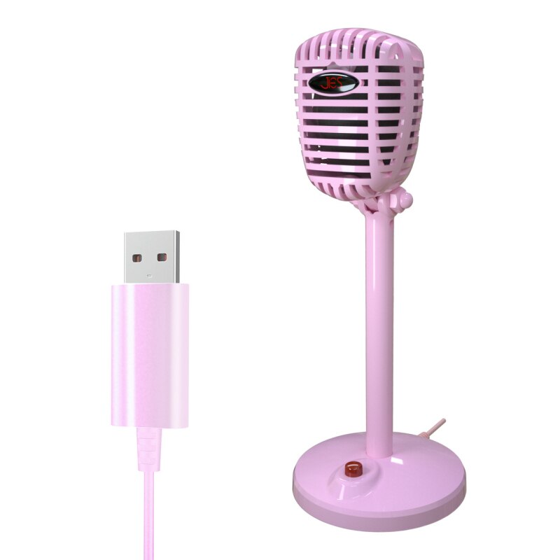 Condensator Microfoon Computer Usb-poort Studio Microfoon Voor Pc Geluidskaart Professionele Karaoke Microfoons Live Opname: usb pink