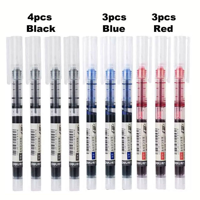 Deli-Juego de bolígrafos Rollerball, bolígrafos de Gel de tinta de secado rápido de 0,5mm, negro, azul y rojo, suministros de papelería, bolígrafo de firma de escritura para estudiantes, 6/10 Uds.: Blanco