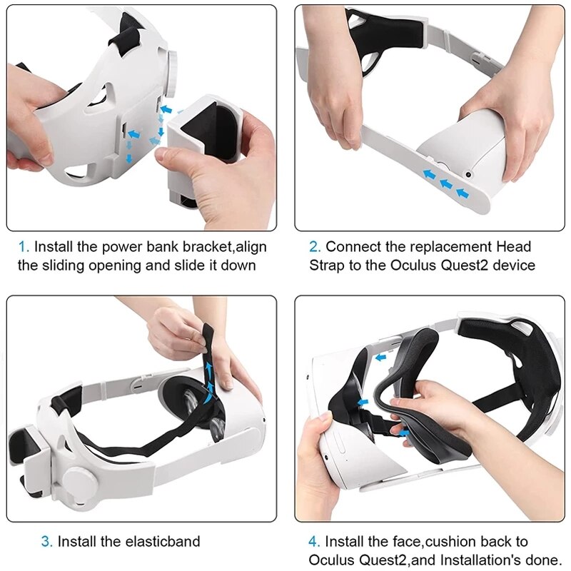 Ensemble de lunettes de protection VR pour Oculus Quest 2, serre-tête réglable, boîte d&#39;accessoires