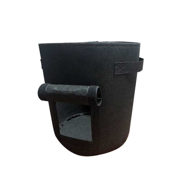3 Size Felt Plant Grow Bags Nonwoven Fabric Garden Potato Pot Greenhouse Vegetable Growing Bags Moisturizing Vertical Tools: Black / 10 Gallon