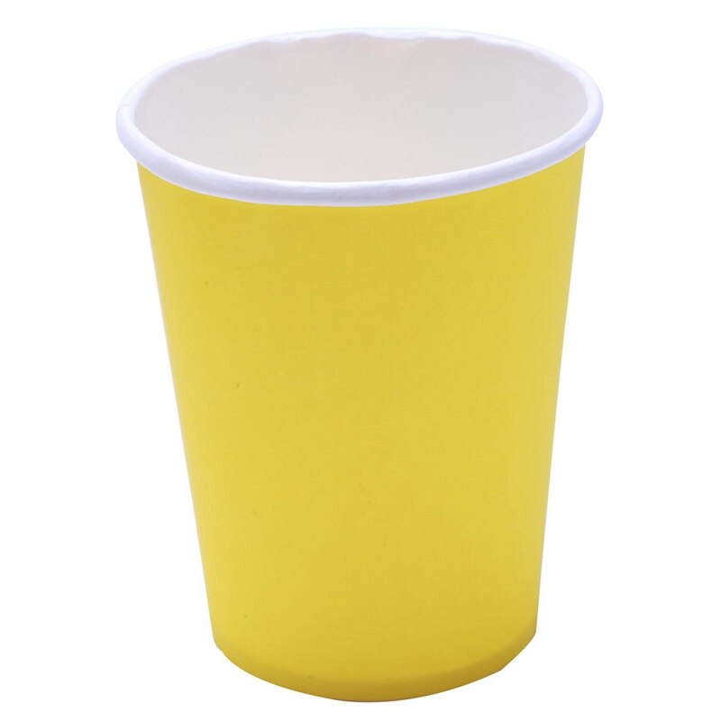 40 Paper Cups (9Oz) - Plain Effen Kleuren Verjaardagsfeestje Servies Catering (Zwart & Geel)