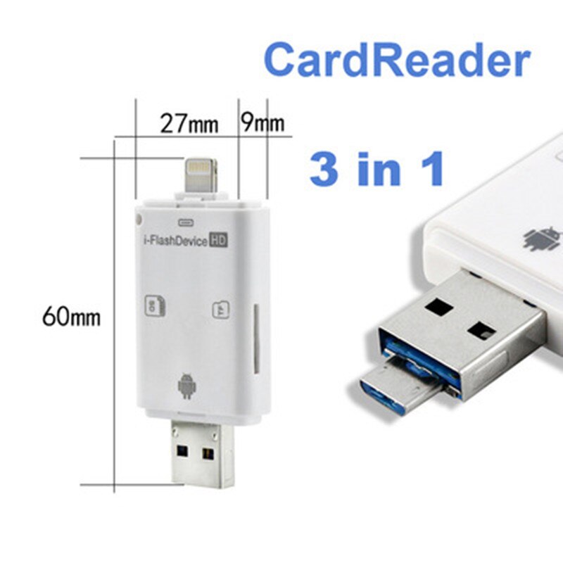 ! 2 in 1 micro sd tf kaart sd kaartlezer usb 2.0 voor iphone/ipad/android/computer