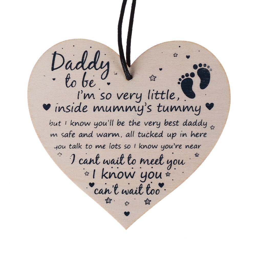 1PC Daddy Te Zijn Baby Shower Papa Vriend Hart Party Decoratie Van Bump Hout Ambachten Opknoping Plaque