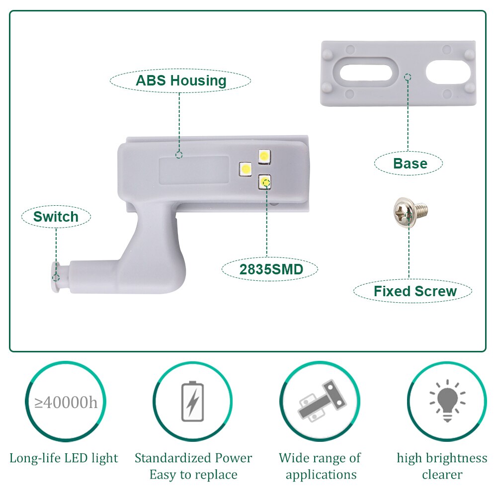 8 piezas universal LED bisagra interior lámpara armario luces de inducción armario sensor luces cocina armario lámpara de noche