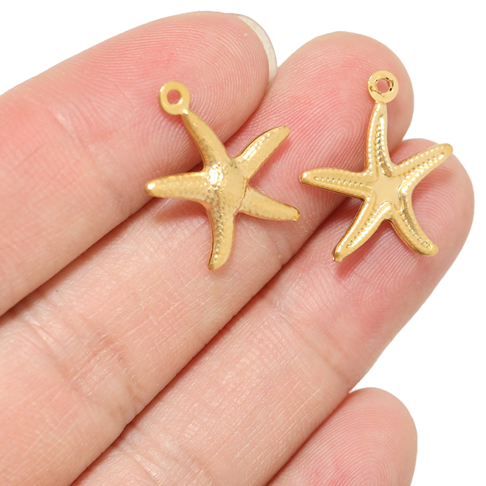 Breloques étoile de mer en acier inoxydable, couleur or, pendentif en coquillage, collier, Bracelet, résultats pour bricolage, accessoires de fabrication de bijoux, 20 pièces/lot