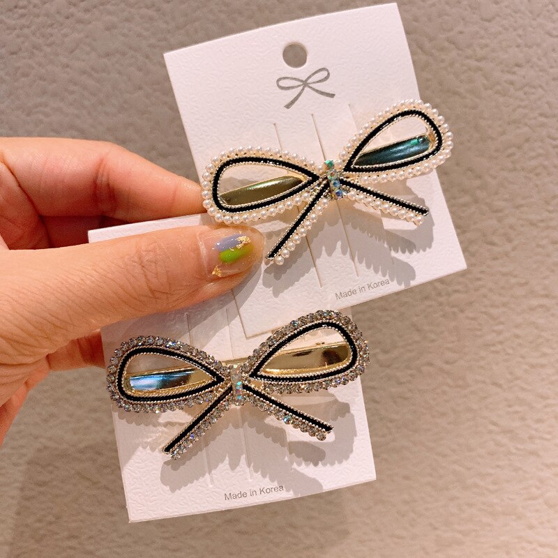 Horquillas para el cabello con diamantes de imitación para niña, horquillas para el cabello con flores y perlas de imitación, horquilla para el cabello con moño