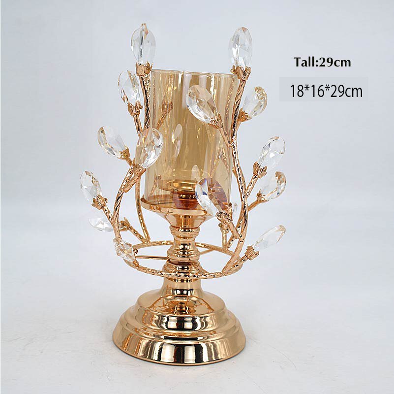 Scandinavische metalen kristallen kandelaar, bloemstuk, kaarsenhouder, bruiloftsdecoratieve ornamenten: 18 16 29cm