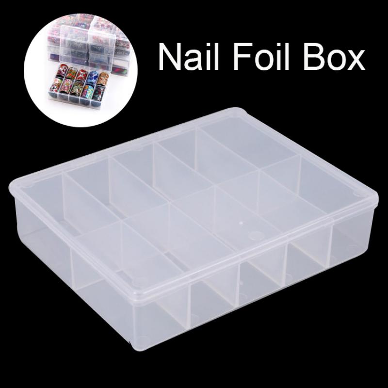 10 Grids Plastic Nail Folie Doos Nail Art Storage Case Lege Container Voor Rhinestones Gems Kralen Organizer