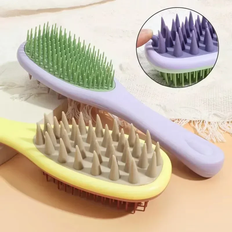 Silikon Shampoo Pinsel Kopfhaut Massage Pinsel Kopf Waschen Kamm zweiseitige Haar Massage Schlecht Pinsel Körper Wäscher Haar Zubehör