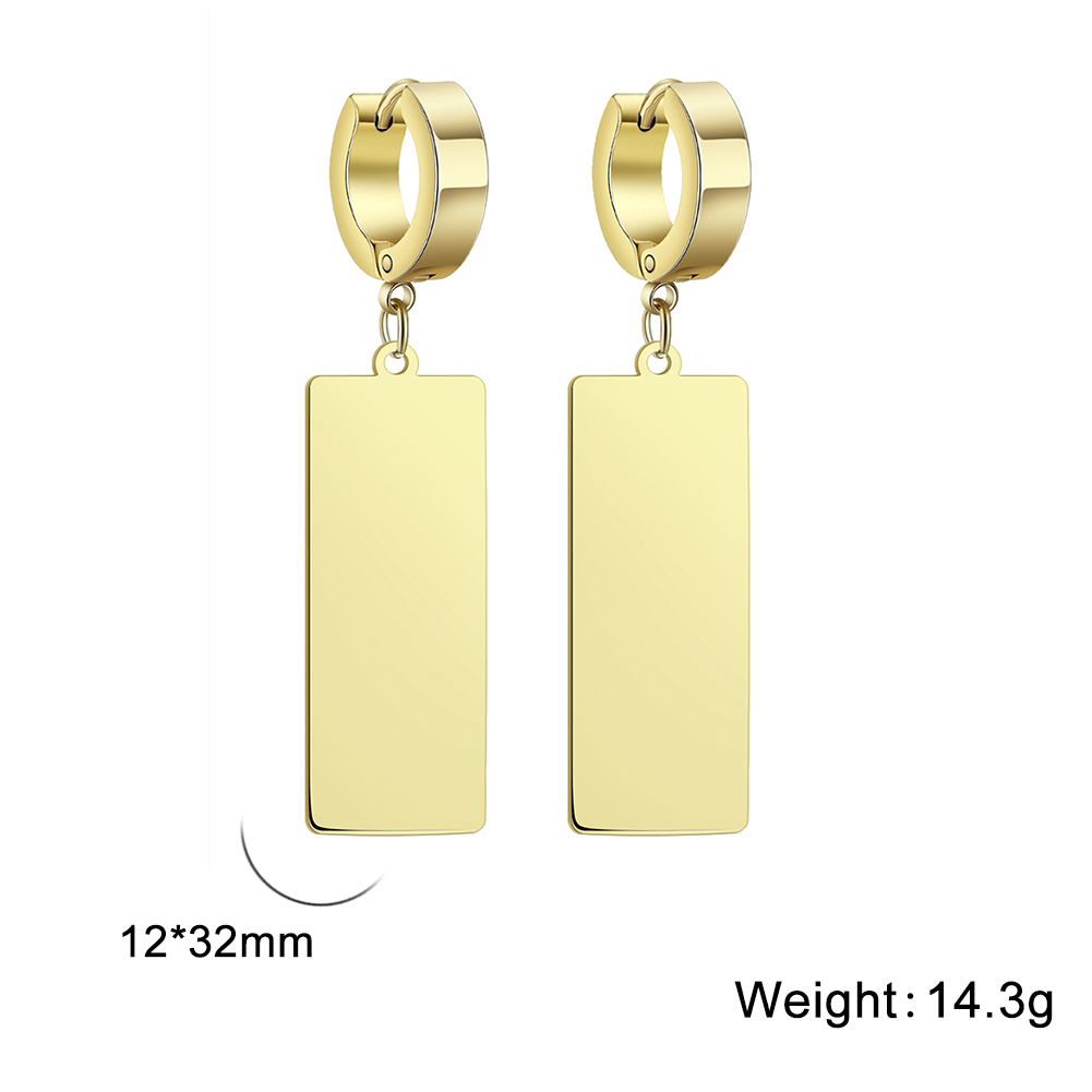 Pendientes colgantes rectangulares brillantes, pendientes geométricos de acero inoxidable para mujer, joyería de tendencia Simple, de