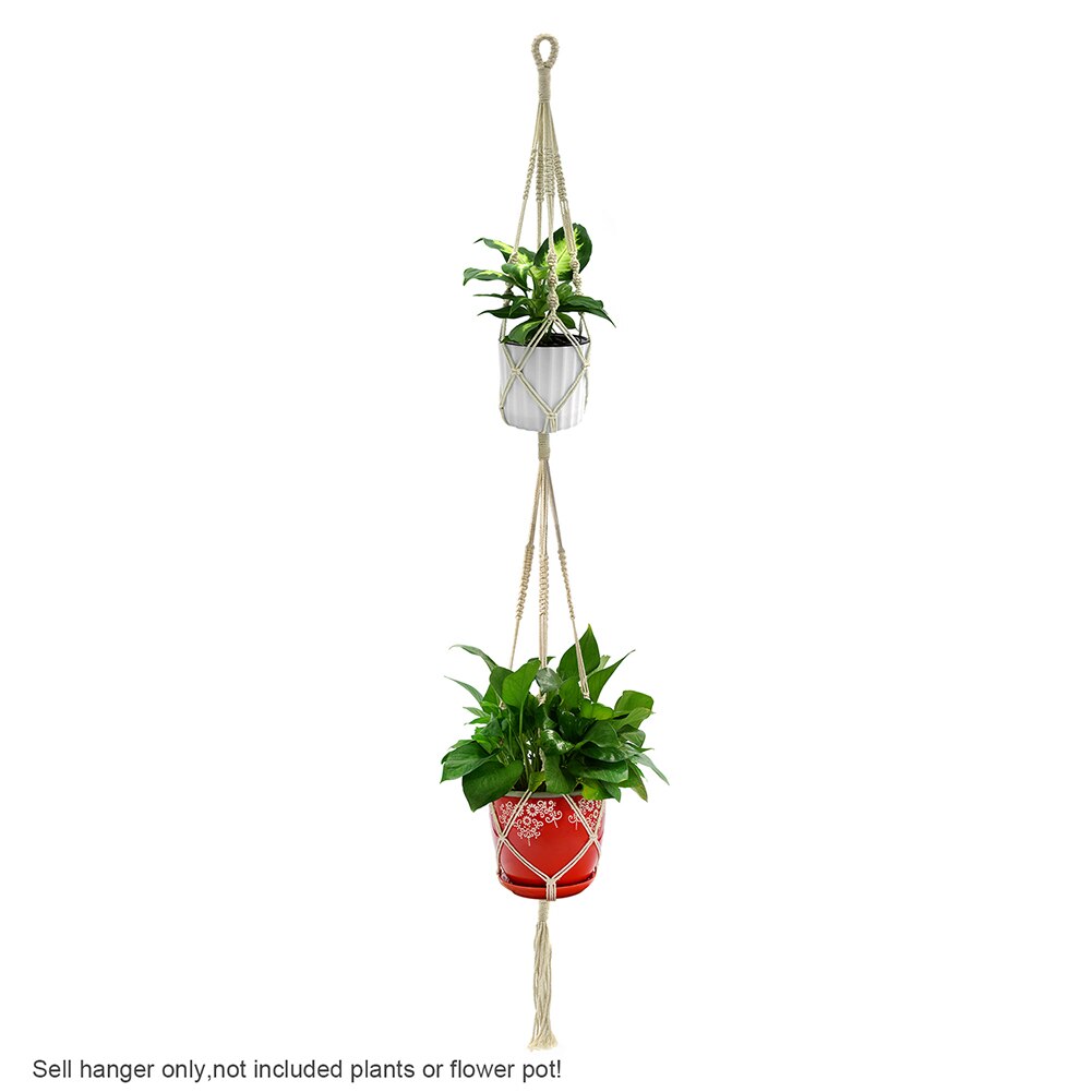 WITUSE 1PC Macrame Plants Hanger Hook 4 Legs Retro Flower Pot Hanging Rope Holder String Home Garden Balcony Decoration Wall Art: Type E 173cm
