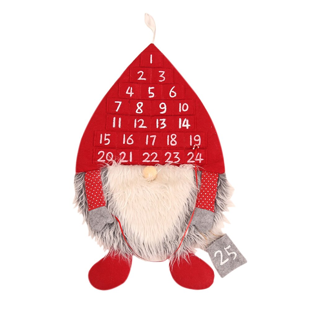 Christmas Swedish Gnome Advent Calendar Hanging Christmas Red Hat Swedish Santa Countdown Calendar for Christmas Decorati