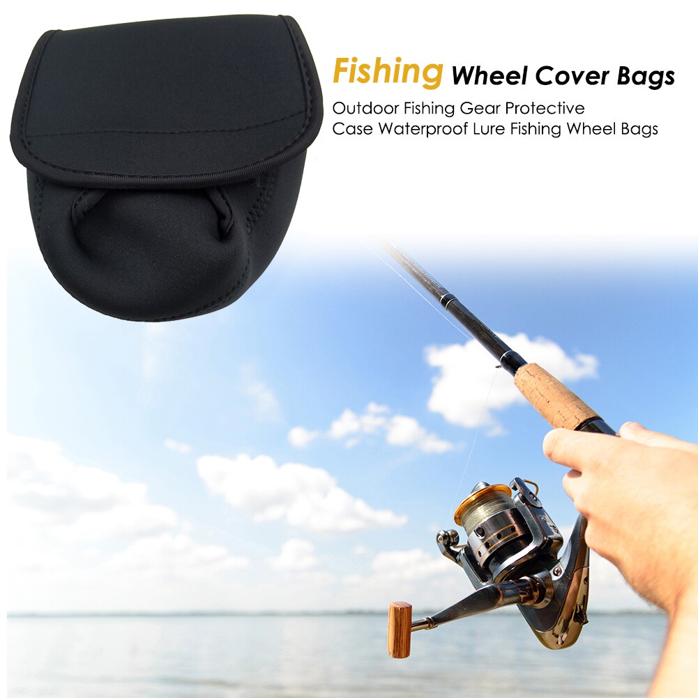 Neopren spinning fiskehjul beskyttelsestaske fisketaske taske baitcasting hjul taske holder fiskehjul sort beskyttelses taske