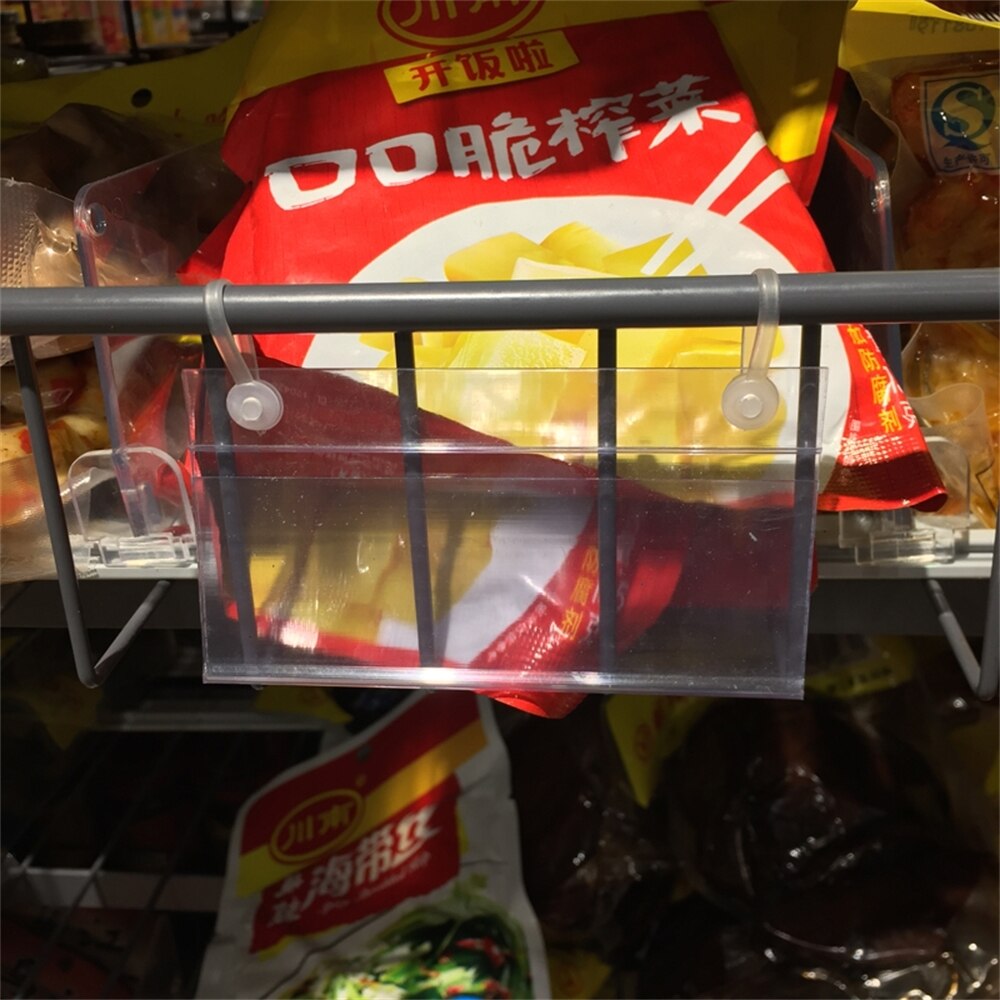 Supermarket Food List Price Card Label Frame Double Ear Clear White Pvc Display Holder