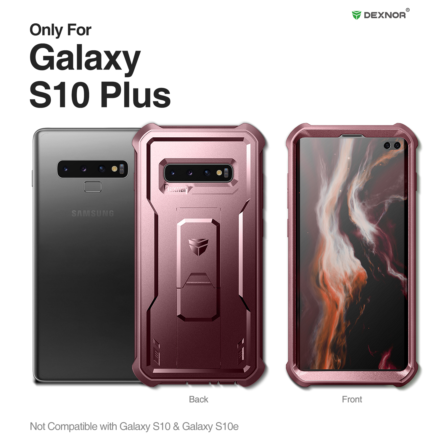 Funda protectora de cuerpo completo 360, hoja de PC + carcasa de TPU para Samsung Galaxy S10 Plus, funda con soporte y funda protectora de pantalla integrada