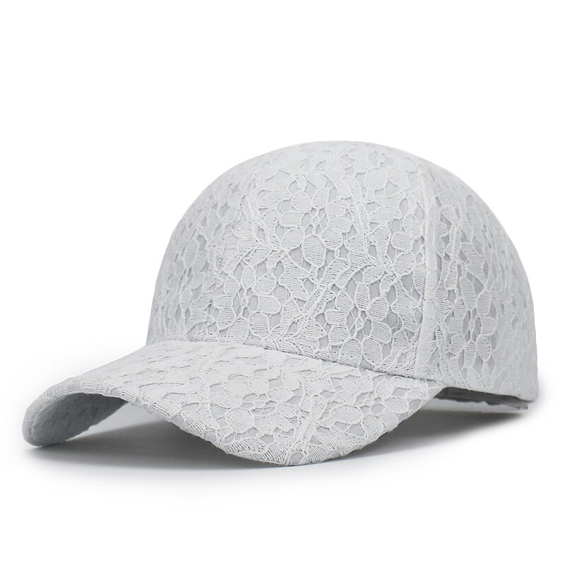 Zomer Kant Baseball Hoed voor Vrouwen Ademend Mesh Meisjes Snapback Hiphop Mode Vrouwelijke Dad Caps Verstelbare Botten: White