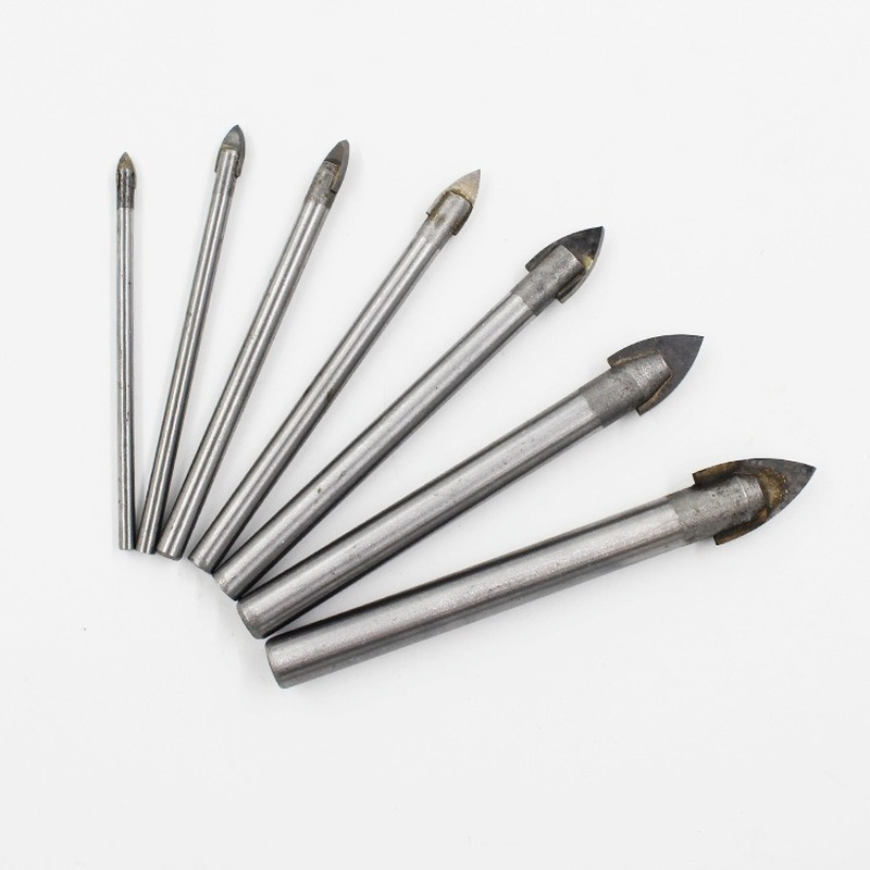 Juego de brocas de mármol de porcelana y vidrio, cabezal de lanza, juego de brocas de pala para pared de cerámica, abridor de agujeros de hormigón, 4, 6, 7 piezas