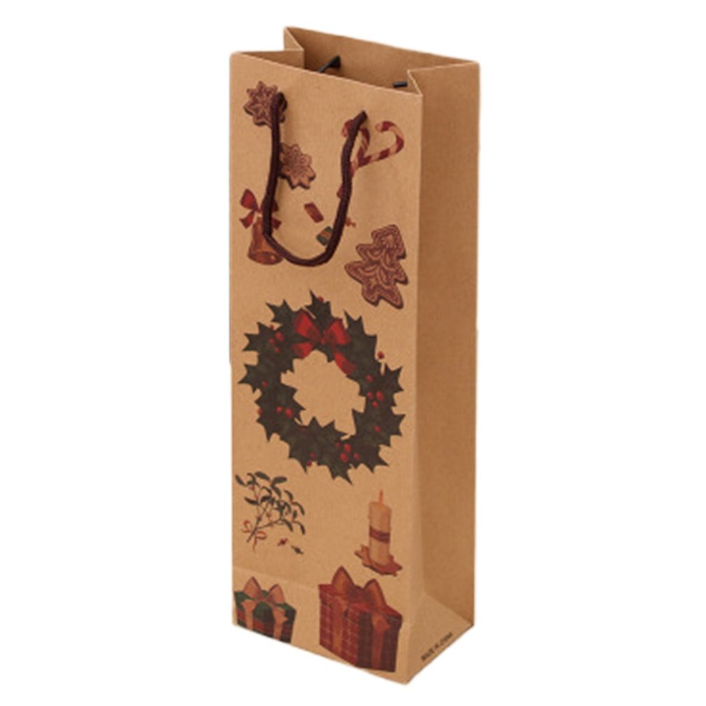 Julepose julekraftpapirpose rødvinpose vinflaskepose emballeringspose: Papirstil 3
