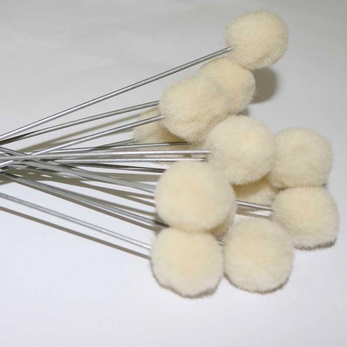 20pcs Wool Ball Brush DIY Daubers Assisted Dyeing Round Wools Brush With Metal Handle For Textile leather Leather Tool