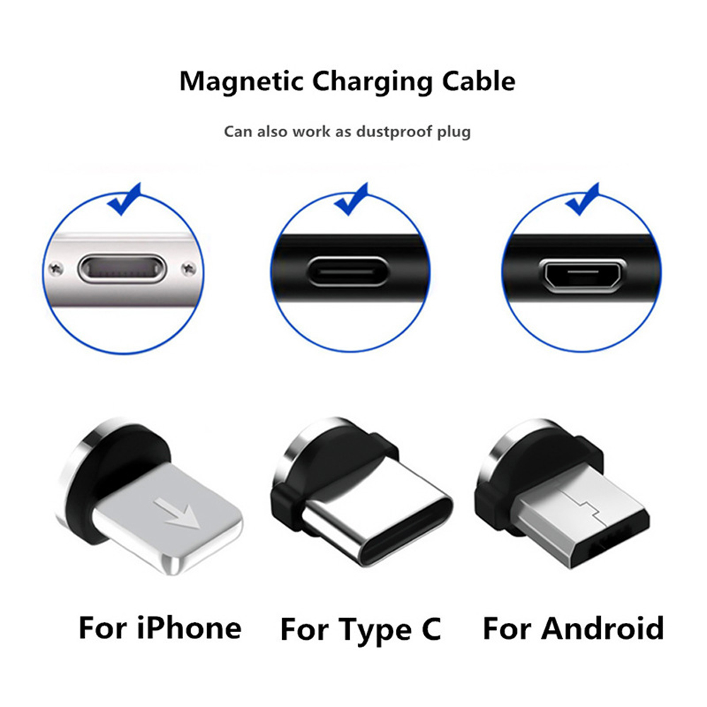 Magnetyczny adapter kablowy Kabel do telefonu komórkowego Wtyczki przeciwpyłowe Micro USB typu C Magnetyczne końcówki do złącza ładowarki magnetycznej Iphone