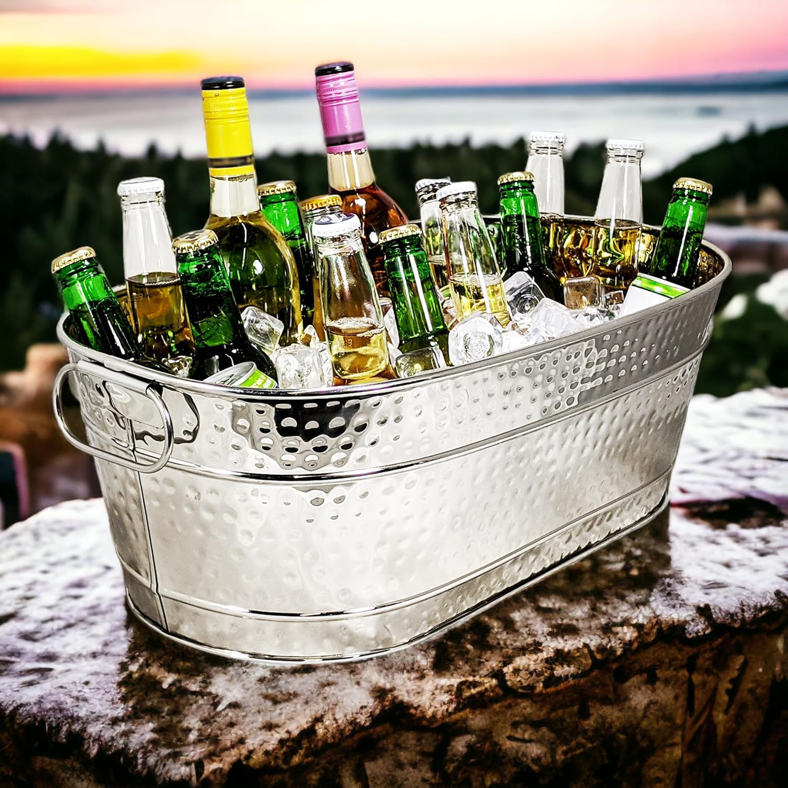 Vasca ovale in metallo in acciaio zincato grande secchio zincato per feste in piscina per la casa feste a casa festa per bevande alla birra