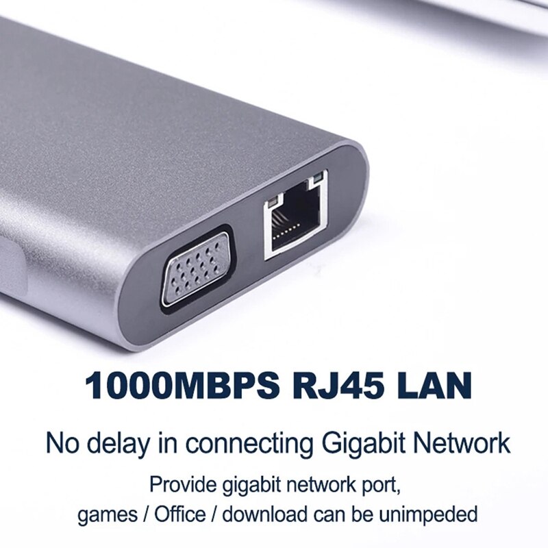 11 w 1 stacja dokująca USB C Adapter, Hub USB C, z VGA, porty USB 3.0, typ C PD, SD/czytnik kart TF, dla Pro