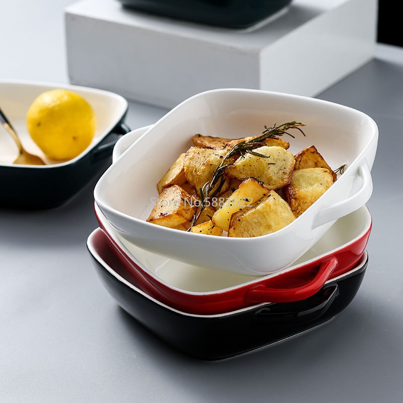 Mikrowelle Ofen sicher Keramik Backen Platte mit Startseite Porzellan Familie Käse Kasserolle Kochen Schüssel mit Deckel