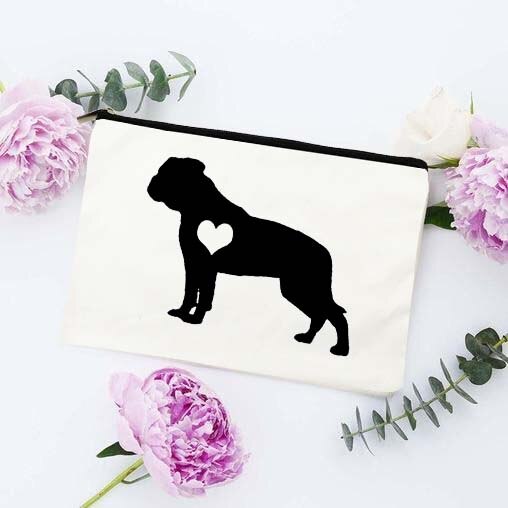 Fun Liefde Hond Afdrukken Cosmetische Zakken Make Pouch Canvas Herbruikbare Purse Beauty Bag Organizer Toilettas Tassen Eco Wassen Pouch: W04319-TBWH-D