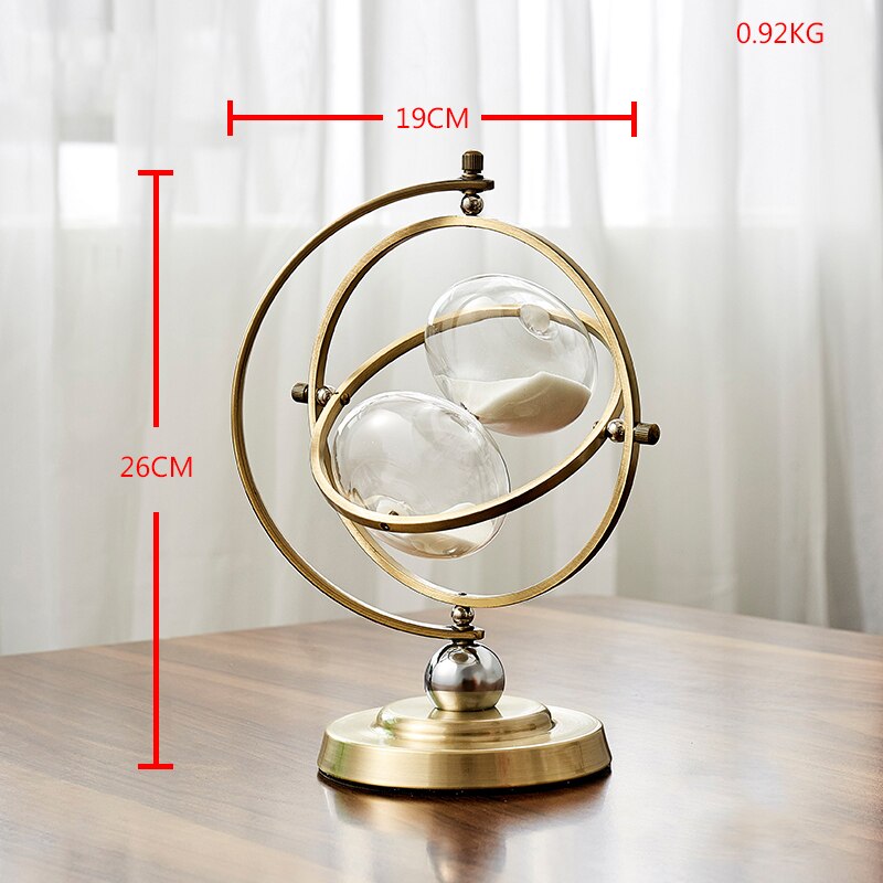 European Retro Globe Hourglass Sand Timer Metal Hour Glass 15/30 Minutes Time Hourglass Clock Household Items Desktop Decoration: D Style