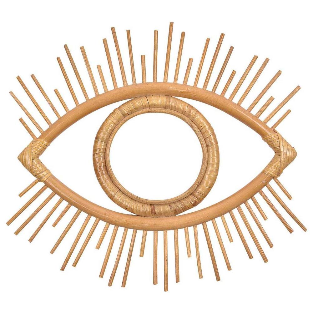 Øjenformet dekorativ spejlramme rattan innovativ kunstindretning makeup spejl dressing badeværelse væghængende spejlramme håndværk