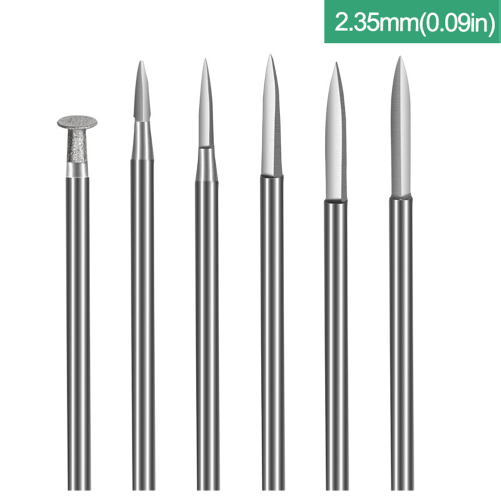 6-- delers borsett til treskjæringe, 2-5mm 3mm/2.35mm skaft til roterende verktøy, bor, gravering, bokstaver, håndverk, tilbehør