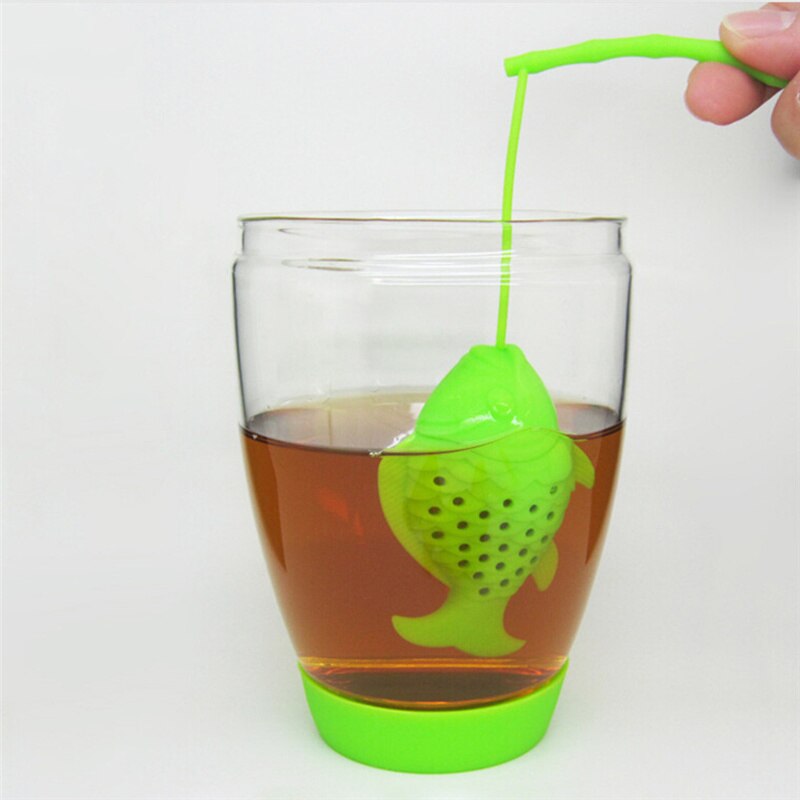 Reusable Fish Tea Infuser FDA Approved Silicone Tea Strainer Portable Herb Filter Tea Bags Drinkwares