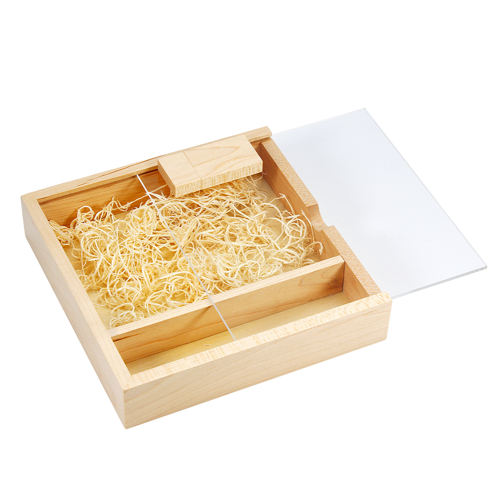 Wood Photo Box USB 2.0 Flash Drives Free Logo Wedding Custom Pen Drive Real Capacity Memory Stick Photography U Disk 64G: Yellow / 200GB