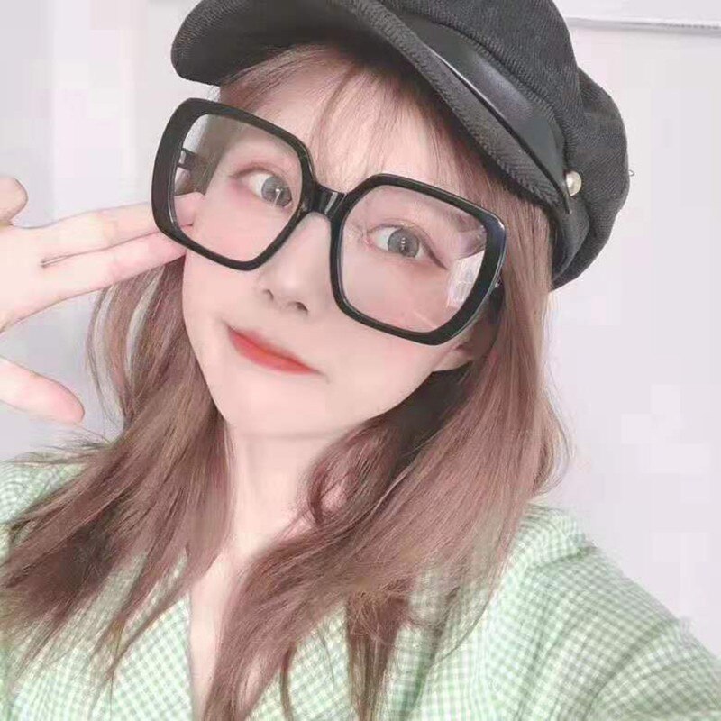 Women Eyeglasses Big Frame Glasses Classic Anti-blue Light Glasses Black Radiation Goggles Spectacles Eyeglasses 1pc