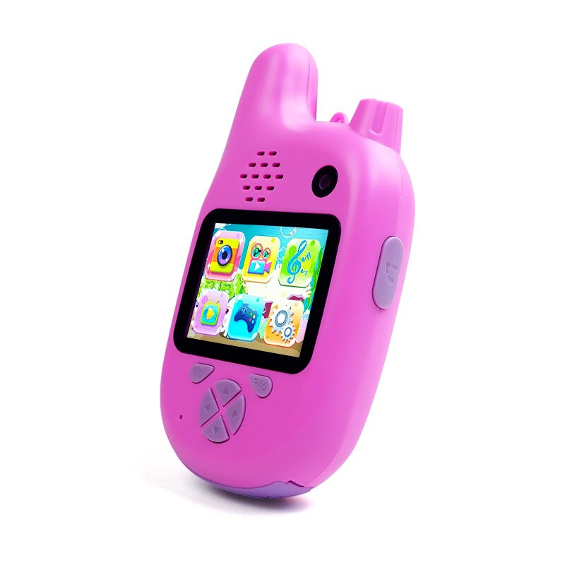 ABHU-2 en 1 enfants caméra talkie-walkie 8MP double objectifs 2.0 pouces écran IPS avec lecture MP3, jeu et enregistrement