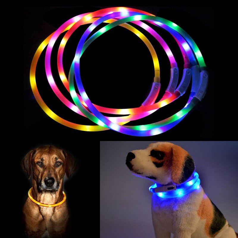 70 Cm Usb Siliconen Huisdieren Levert Led Pet Hond Lichtgevende Halsband Verstelbare Verlichting Glow Honden Leash Nacht Veiligheid Harnas Halsbanden