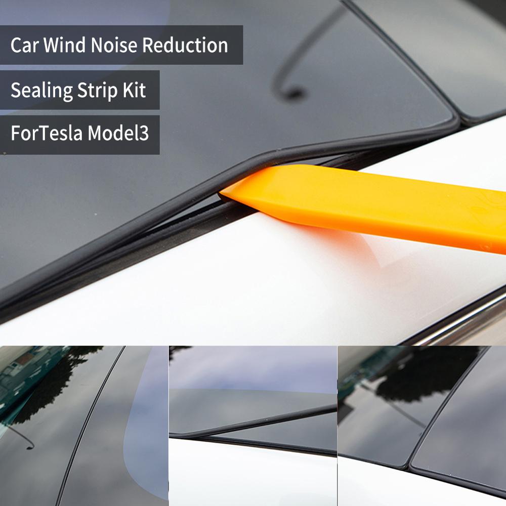 Wind Noise Reduction Kit Anti-Dust Skylight Sealing Strip Lowering Silicone Seal Kit Sunroof Rubber Seal Strip For Tesla Model 3