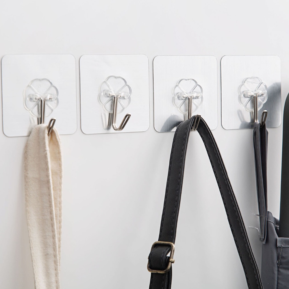 10 Stuks Zelfklevende Muur Haken Hanger Rack Handdoek Houder Keuken Badkamer Naadloze Zelfklevende Opslag Opknoping Haken