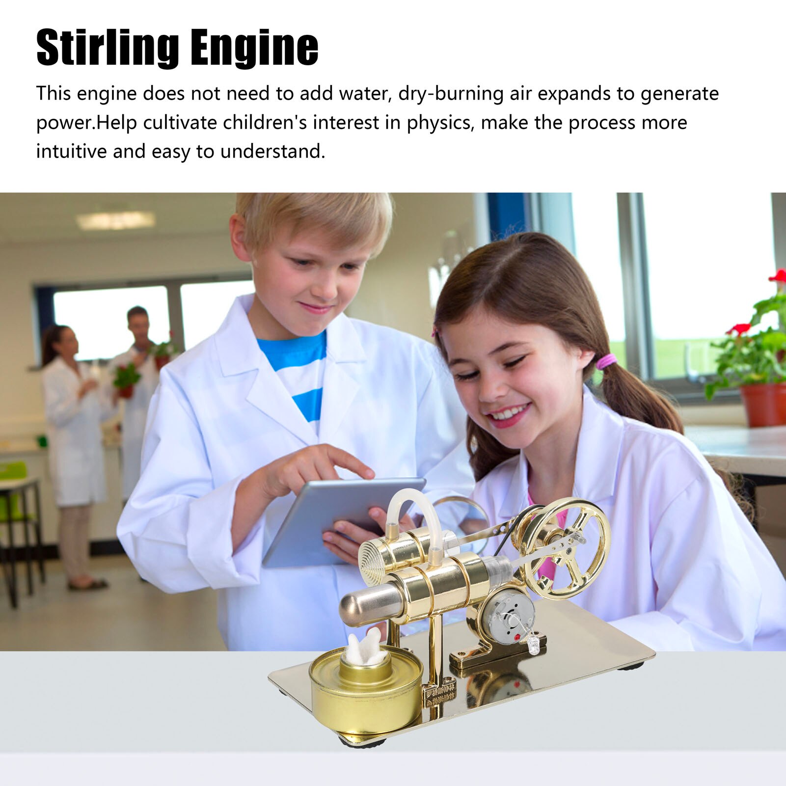 Stirling Engine Motor Model Heat Power Generator Science Education Experiment DIY Module for Kids