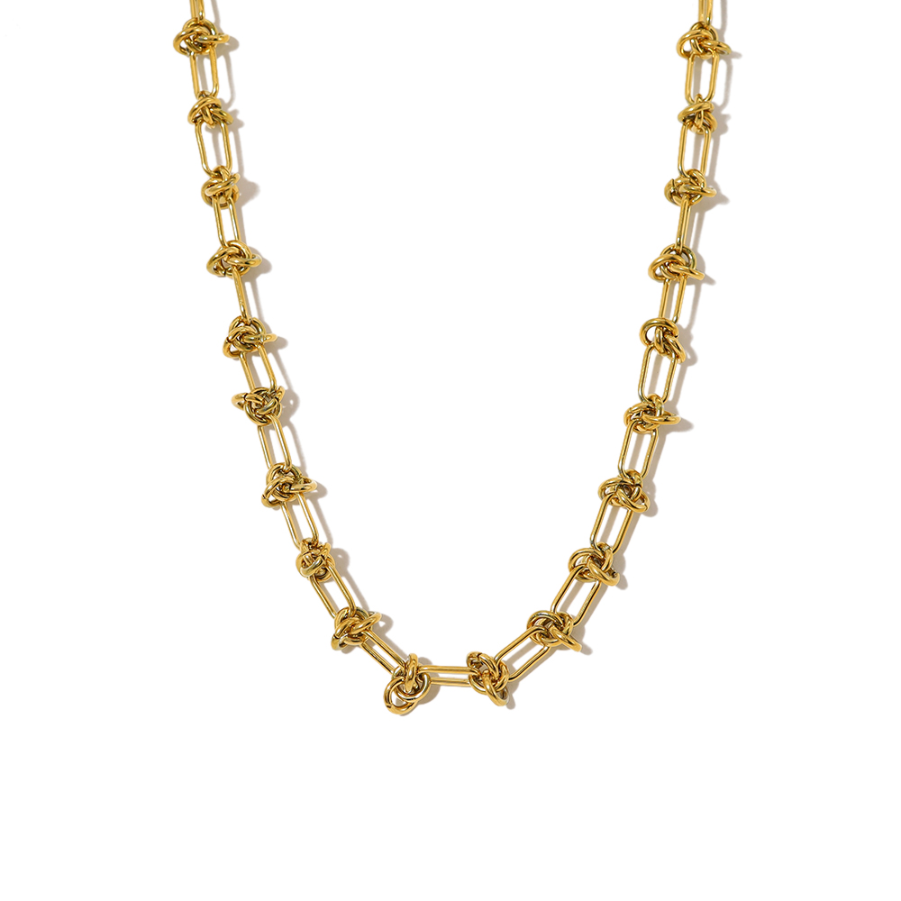 WILD & FREE Collar de acero inoxidable chapado en oro de 18k mujer cadena gruesa accesorios impermeables de joyería de punk: Color acero